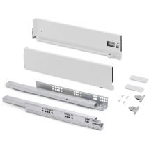Cassetto esterno Vertex con regolazione 3D altezza 131mm, 40kg, profondità 450mm, Acciaio, Verniciato bianco - Emuca