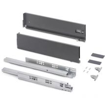Cassetto esterno Vertex con regolazione 3D altezza 131mm, 40kg, profondità 300mm, Acciaio, Grigio antracite - Emuca