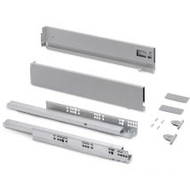 Emuca Cassetto esterno Vertex con regolazione 3D altezza 93mm, 40kg, profondità 300mm, Acciaio, Verniciato alluminio
