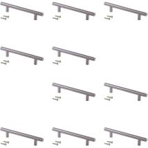 Lotto di 10 maniglie per mobili Orlando, L464mm, interasse 384mm, Acciaio, Nichel satinato - Emuca