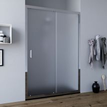 Marinelligroup - Porta doccia 100 cm nicchia apertura scorrevole vetro cristallo opaco anticalcare 6mm faggio