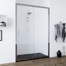 Marinelligroup - Porta doccia 100 cm nicchia apertura scorrevole vetro cristallo trasparente anticalcare 6mm faggio
