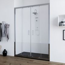 Marinelligroup - Porta doccia 160 cm nicchia apertura scorrevole doppia vetro cristallo trasparente anticalcare 6mm olmo