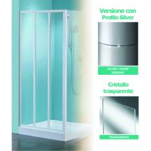 Novellini - Porta doccia a 3 ante scorrevoli tris p 85 profilo silver cristallo trasparente