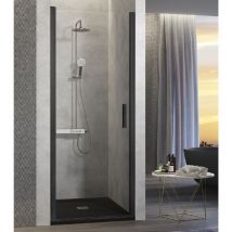 Kassandra - Porta doccia a battente nardi profilo nero opaco 70-74 cm
