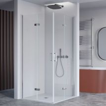 Olimpo Docce - Box doccia 2 lati a soffietto trasparente senza profili 6mm h195 anticalcare rea, seleziona misura 65x75