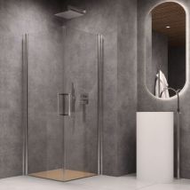 Ix Box Shower - Porta doccia battente briar cromo regolabile cristallo temperato 6 mm misure 72-75xh195 cm trasparente - confezione 1