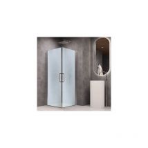 Ix Box Shower - Porta doccia battente briar cromo regolabile cristallo temperato 6 mm misure 87-90xh195 cm stampato - confezione 1