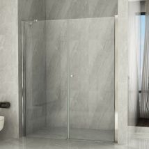 Essence Arredo Bagno - Porta doccia battente esterna con lato fisso trasparente 8mm h195 magic, dimensioni 60x90