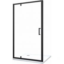 Porta Doccia Battente Roto-Traslante Con Perni Asimmetrici Telaio Nero Opaco Reversibile Cm 61-64 H 200