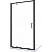 Giorgy - Porta Doccia Battente Roto-Traslante Con Perni Asimmetrici Telaio Nero Opaco Reversibile Cm 76-79 h 200
