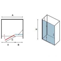 Karag - Porta doccia battente trasparente 8mm h200 tinos 400 gun metal, dimensioni 130cm
