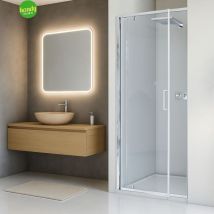 Ambra - Porta girevole in vetro temperato trasparente 6mm modello keplero h.195 est. cm 79/85 vetro trasparente - spazio ingresso 56 cm mobo