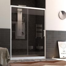 Idralite - Porta doccia nicchia in pvc profilo bianco h 200 mod. Glax 1 Anta 110 cm vetro trasparente