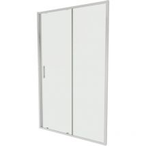 Parama - Porta Doccia per Nicchia 150cm Profili Slim in Alluminio Cromato Vetro 6mm Trasparente Regolabile 147-151cm h190 - Reversibile Mod. Portofino