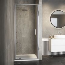 Parama - Porta Doccia per Nicchia 100cm Apertura a battente Profili in Alluminio Cromato Vetro 6mm Trasparente con Trattamento Easy-clean h195