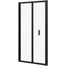 Parama - Porta Doccia per Nicchia 70 cm Apertura a Libro Profili in Alluminio Nero Opaco Vetro 6mm Trasparente Regolabile 67-71cm h190 Mod. Capri