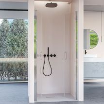 Olimpo Docce - Porta doccia con due ante saloon in cristallo trasparente h195 6mm dobla, seleziona misura 70