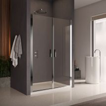 Essence Arredo Bagno - Porta doccia saloon trasparente 8mm h200 titanite, dimensioni 130cm