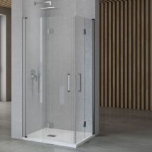 Porta Nicchia Doccia Pieghevole Modello Edera Cristallo Temperato 6 Millimetri Misure 87-90xh195 Cm Trasparente - Confezione 1