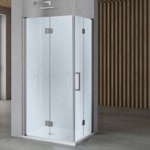 Porta nicchia doccia pieghevole modello edera cristallo temperato 6 millimetri misure 77-80xh195 cm stampato - confezione 1