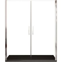 Porta Parete Doccia 170 Cm 2 Ante Battenti In Cristallo Trasparente 6mm H195 Bonussi Alexia