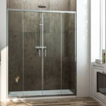 Fosterberg - Porta Parete Doccia 150 cm 2 Ante Scorrevoli in Cristallo Trasparente 6mm H185 Kolding