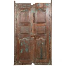 Biscottini - Porta portone in legno massello e ferro da interno o da esterno vecchia e antica medievale scorrevole