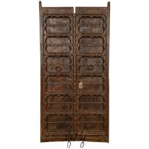 Porta portone in legno massello e ferro da interno o da esterno vecchia e antica medievale scorrevole