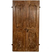Porta portone in legno massello e ferro da interno o da esterno vecchia e antica medievale scorrevole