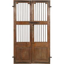 Porta portone in legno massello e ferro da interno o da esterno vecchia e antica medievale scorrevole