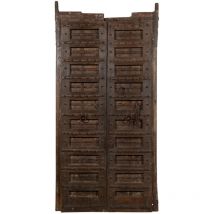 Porta portone in legno massello e ferro da interno o da esterno vecchia e antica medievale scorrevole