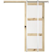 Vente-unique - Porta scorrevole con sistema a incasso con 3 finestre H205xL63cm mdf Natur. Vetro temper. smerig. - acosta ii