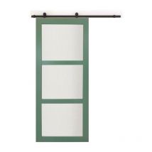 Gd Menuiseries - Porta scorrevole in vetro verde H204 x L83 + binario a rulli