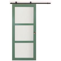 Gd Menuiseries - Porta scorrevole in vetro verde H204 x L83 + rulliera + 2 gusci