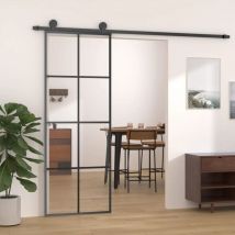 Porta Scorrevole Nera 76x205 cm in Vetro esg e Alluminio