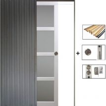 Gd Menuiseries - Porta scorrevole Tana bianca larghezza 63 con sistema di galandage + kit finitura incluso