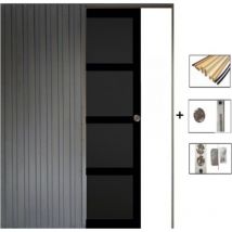 Gd Menuiseries - Porta scorrevole Telia nera 4 ante H204 x L73 + sistema tasche e kit di finitura inclusi