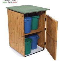 Porta Secchi Per Differenziata In Legno box copribidoni made in italy Tetto Verde L74 x P86 x 116H
