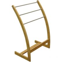 MSV - porta asciugamani in bambù con 3 aste in acciaio inox 57X35X85 cm