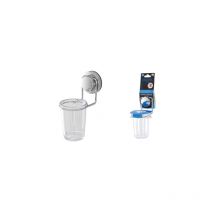 Porta spazzolino o dentifricio cromato a ventosa accessori bagno serie Dinamik