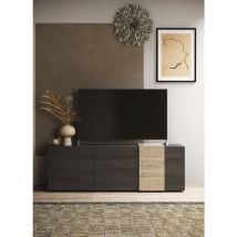 Montefioredesign - Porta tv 3 ante linea Olimpo finitura Titanio e Rovere Kadiz