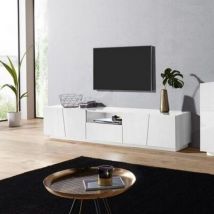 Porta Tv 4 ante e 1 cassetto linea Virgola in Bianco Lucido