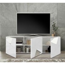 Mobile Porta tv bianco lucido 3 ante con specchi l. 181 cm - Lisbona
