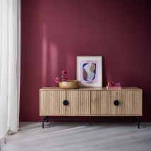Sweeek - Mobile tv nero effetto legno scanalato, 160cm