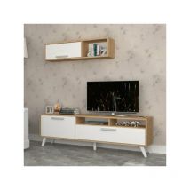 Tezeta - Porta tv Slim D2306TV180M109 rovere bianco 180x35x47h