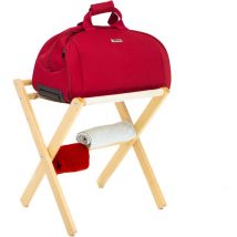 Portavaligie con tela Madrid Naturale porta abito stiracalzoni indossatore legno servo muto pieghevole appendiabiti per camera da letto vestiti