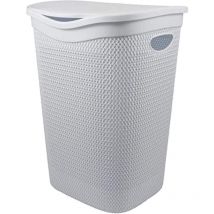 Porta biancheria decoro intrecciato 39,5 x 35,5 x H52,5 cm bianco - Belli E Forti