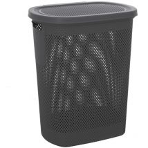 Portabiancheria con coperchio in plastica grigia scuro 58lt Kamala