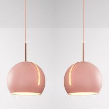 Wottes - Industrial Vintage Ceiling Pendant Light Metal Hanging Lamp Adjustable Chandelier for Kitchen Bedroom Hallway 2Pcs Pink - Pink